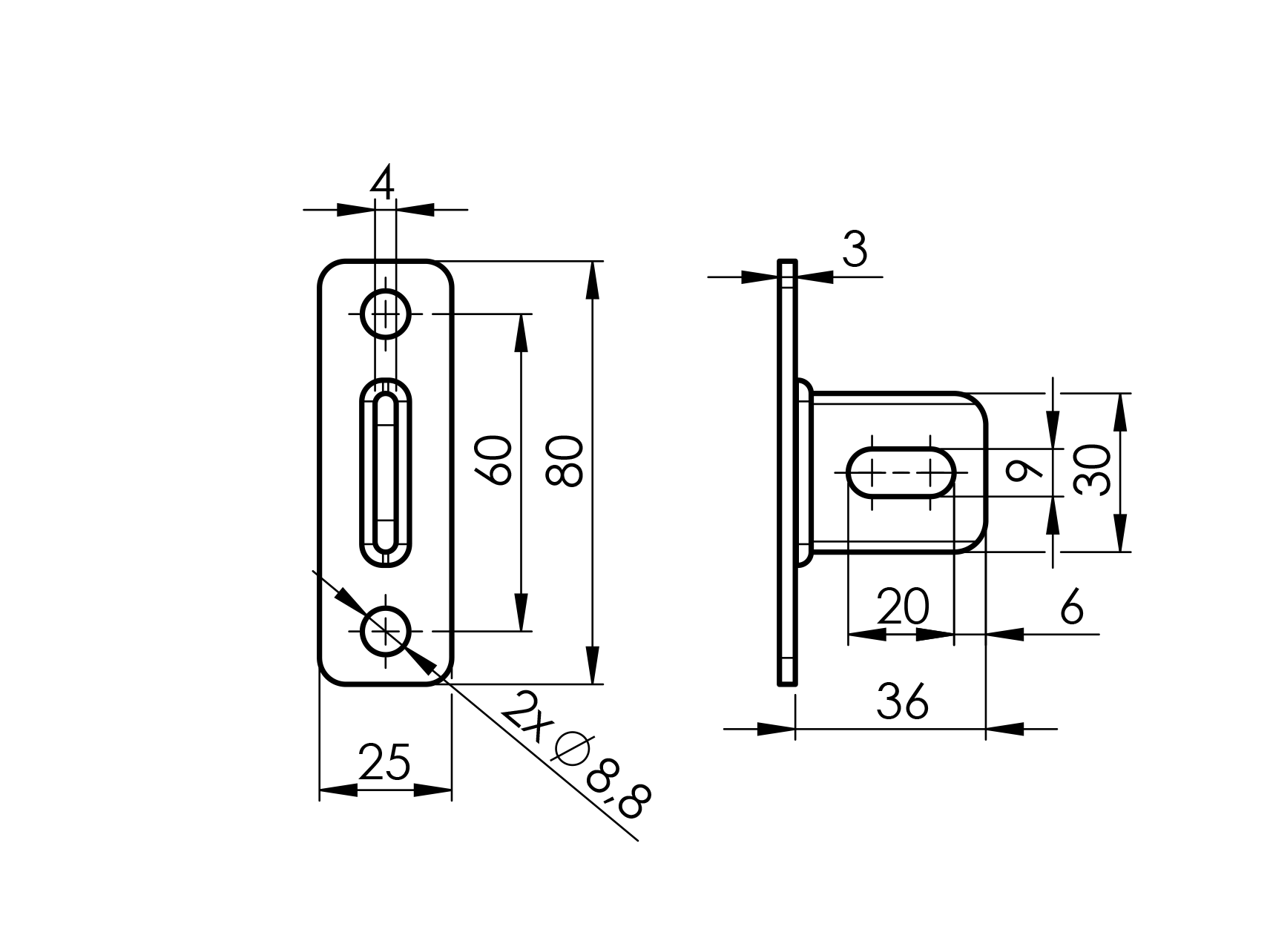 Zaunhalter Stahl 80 x 25 mm feuerverzinkt vertikal-89-11B20180X25-A.4