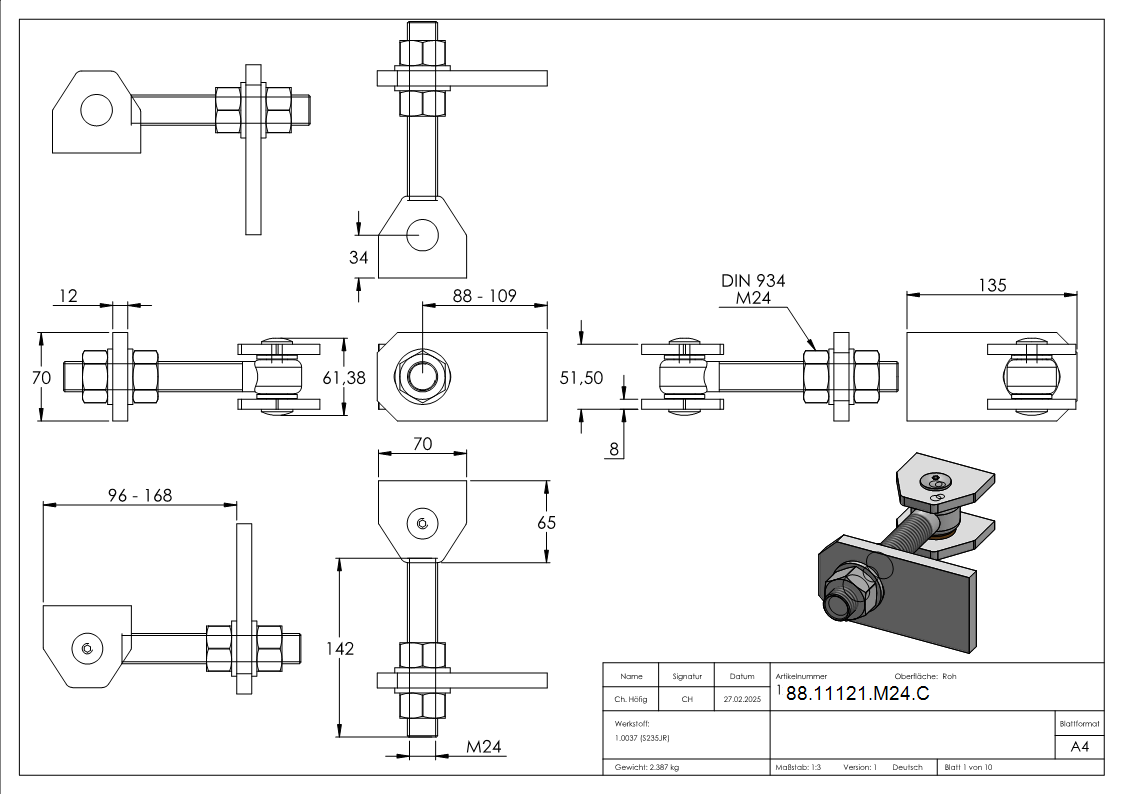 Torband M24- galvanisch verzinkt-88-11121-M24.C