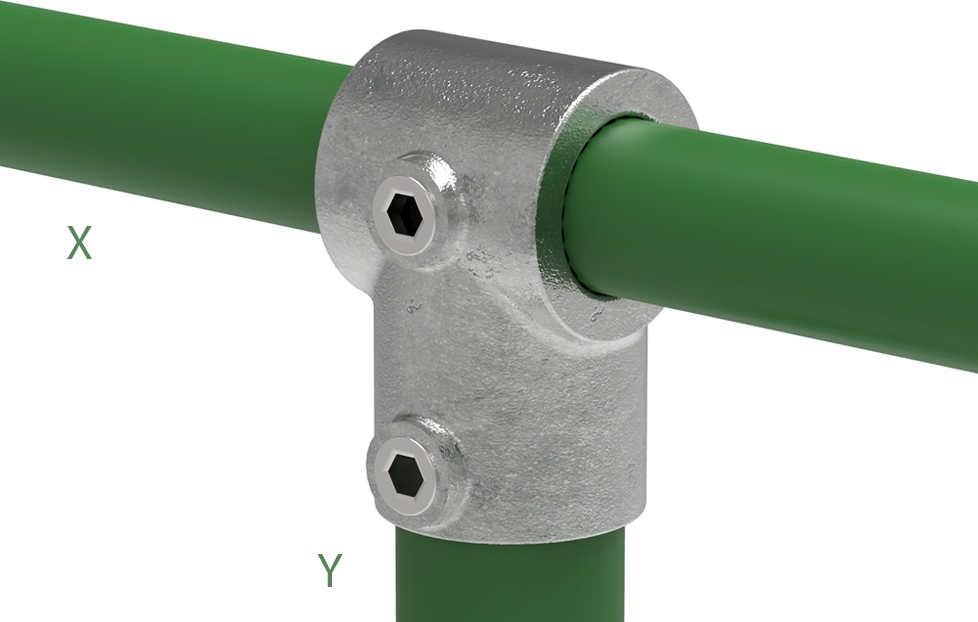 Rohrverbinder - T-Stueck kurz - 101D48-C42 - 48-3 mm; 42-4 mm - 1 1-2-; 1 1-4- - Feuerverzinkt u. Elektrogalvanisiert-101D48-C42