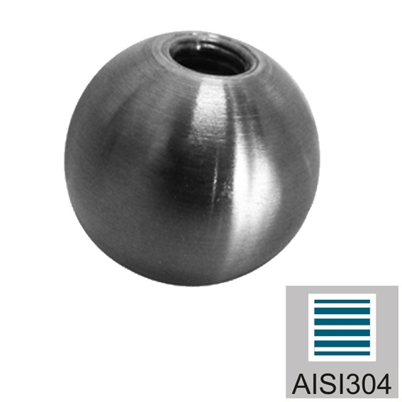 Endkappe Kugel Edelstahl AISI 304 Ø 25 mm Gewinde M6 geschliffen-89-11A0220025-A.4