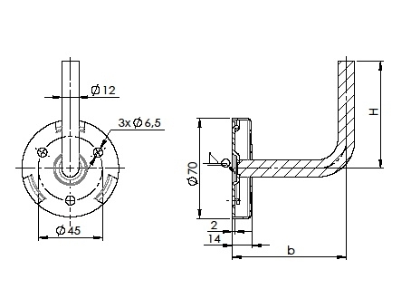 Handlaufhalter - mit Cliprosette - Handlauf zum Anschweissen - V2A-11-2078-A.4
