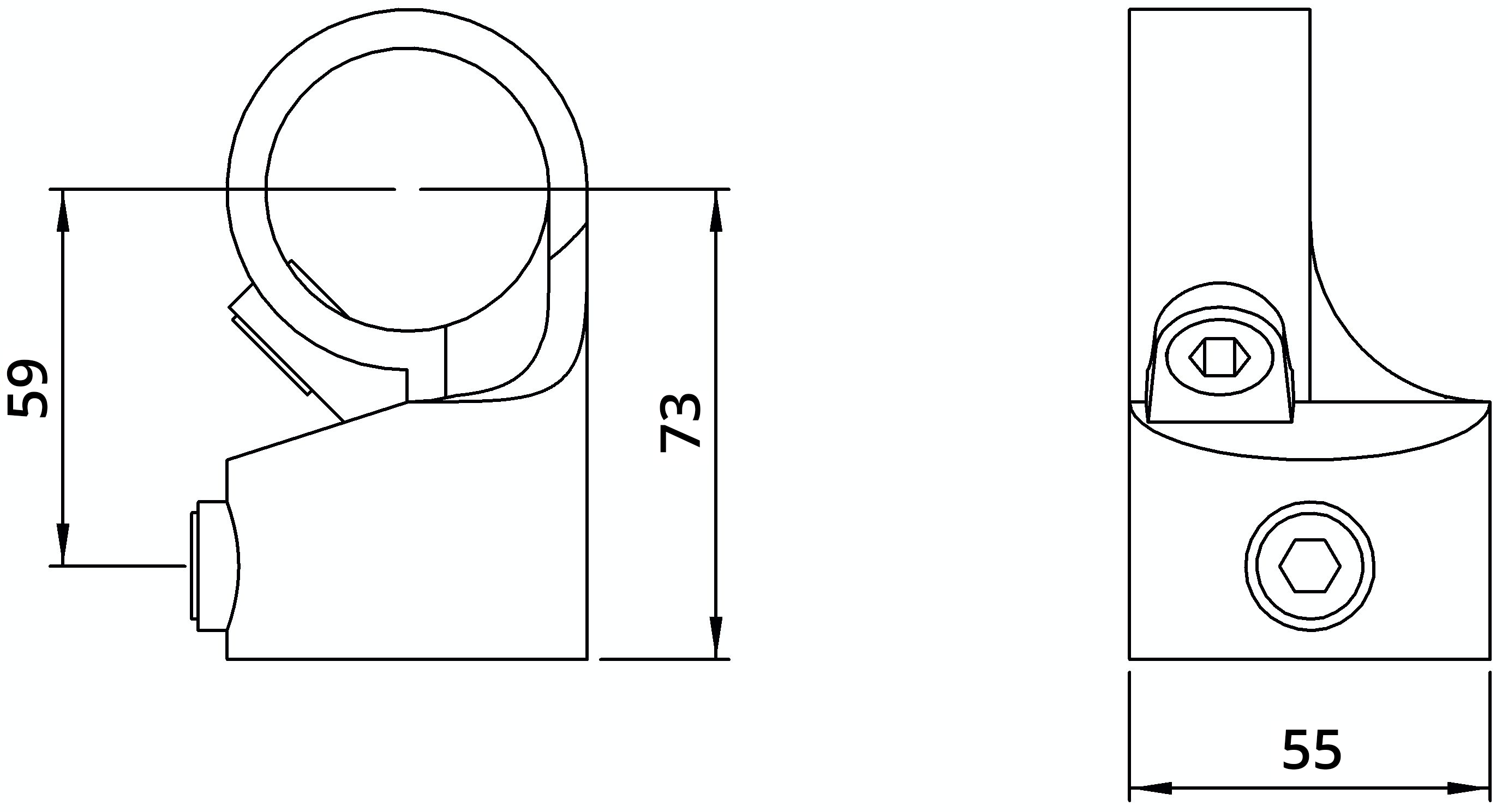 Rohrverbinder - Winkelgelenk verstellbar - 1 Stueck - 148C42 - 42-4 mm - 1 1-4- - Feuerverzinkt u. Elektrogalvanisiert-148C42