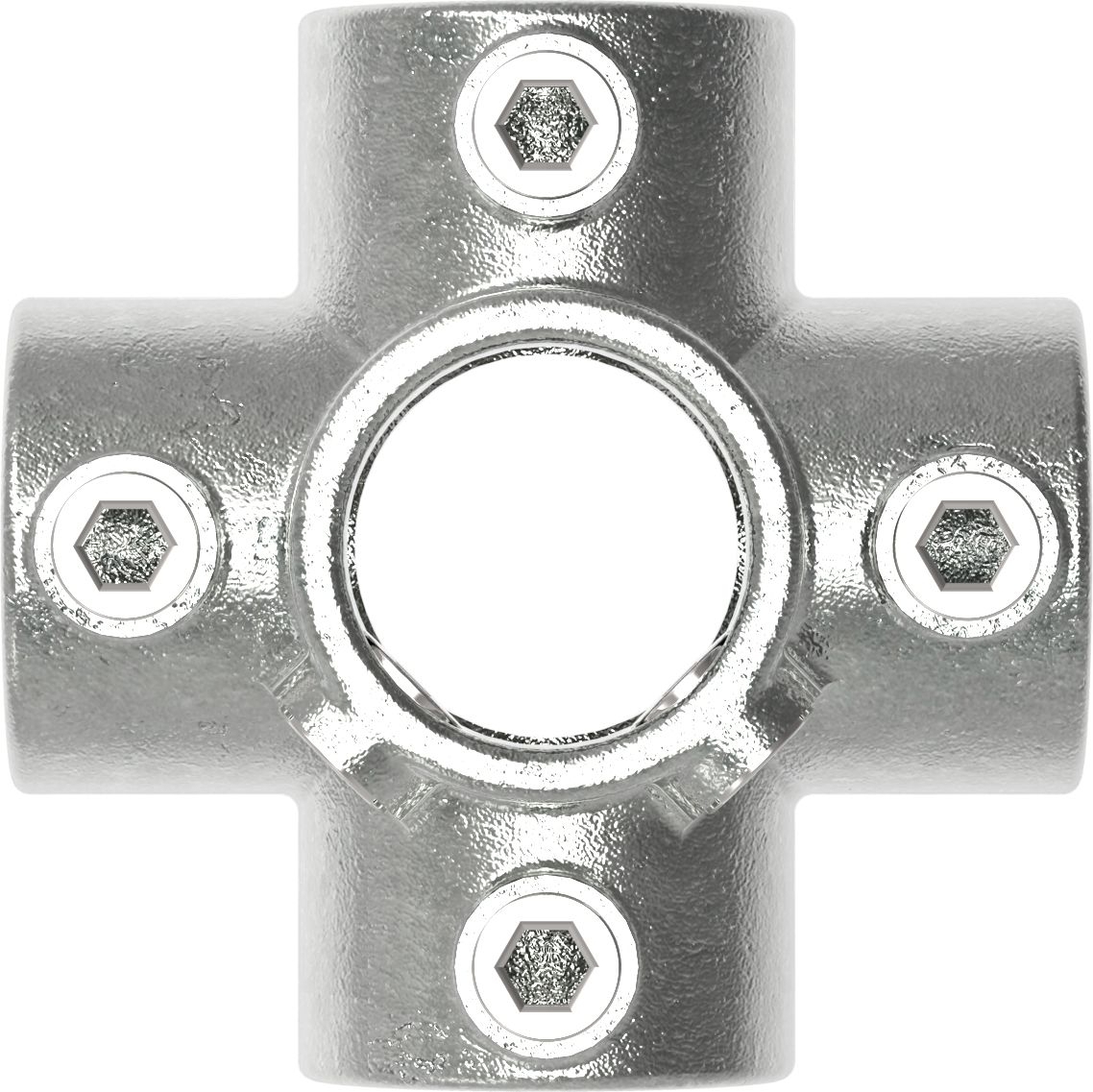 Rohrverbinder - Kreuzstueck fuer Stuetzrohr - 158E60 - 60-3 mm - 2- - Feuerverzinkt u. Elektrogalvanisiert-158E60