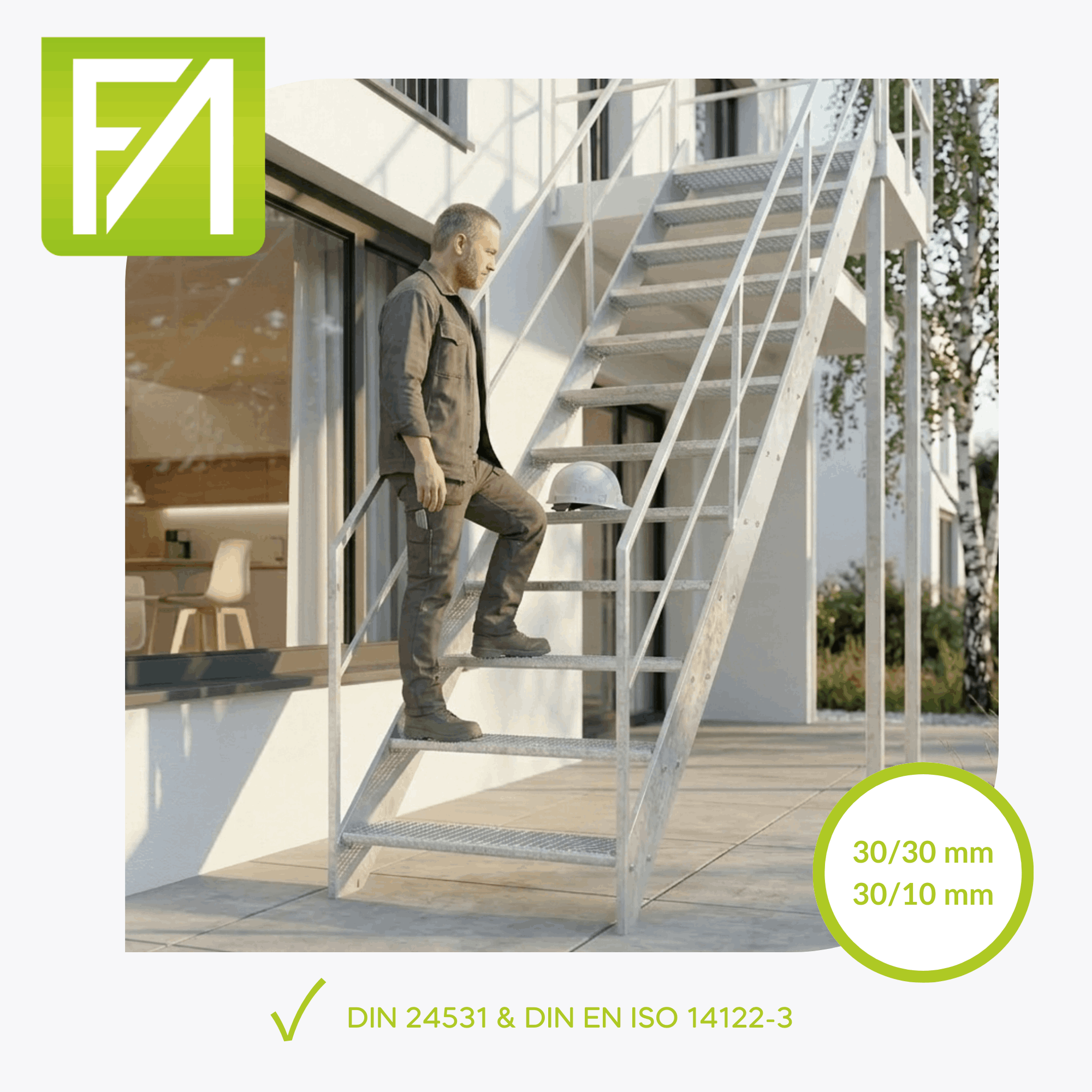 Gitterroststufe 700 x 305 MW 30-30 TS 30-2 Rutschhemmung R10-24-703030302.7