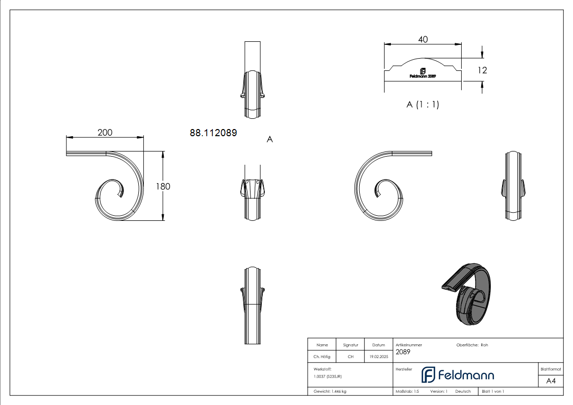 Handlaufanfaenger gerollt- passend zu 30-1369-8 passend zu-88.112089