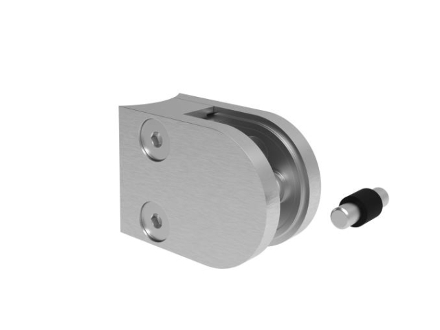 Glashalter ZAMAK Rohzustand fuer Rundpfosten D42-4 mm Glas 6-10-76 mm-18-2042-A.3