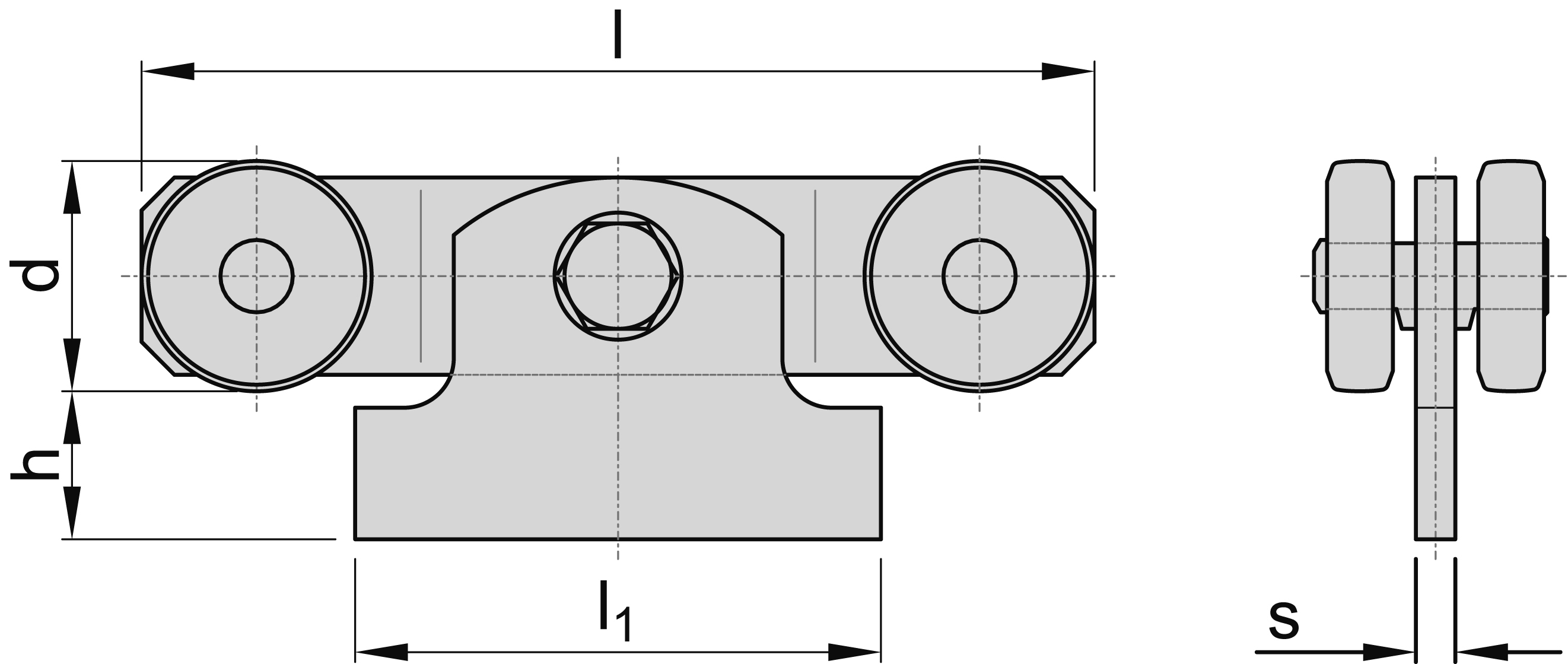 Doppelrolle mit Anschweisspendel Groesse 0 MEA 10336860-60-0133.7