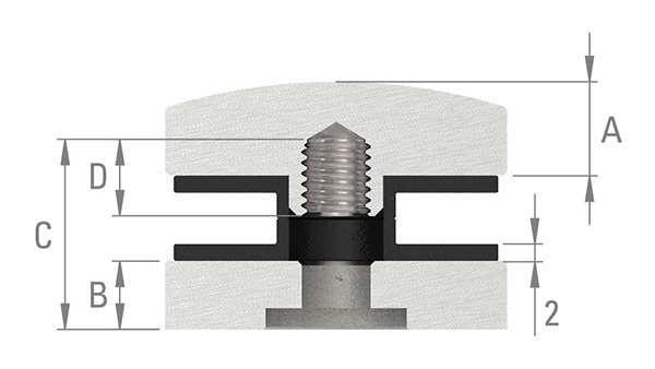 Glaspunkthalter-Oberteil Ø 40 mm- V2A-10-5041.4OT
