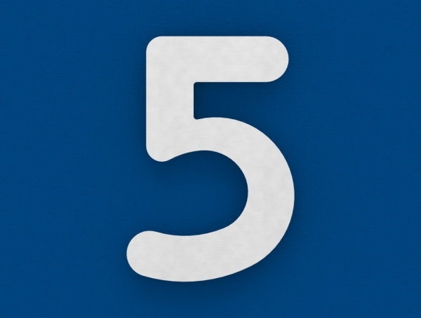 Hausnummer 5 - gross - Masse- 200 mm x 300 mm - V2A-11-8069.4