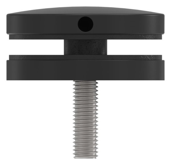 Glaspunkthalter 52mm- Anschluss- flach- V2A- pulverbeschichtet RAL 9005 schwarz matt-88-1160195-240.9005