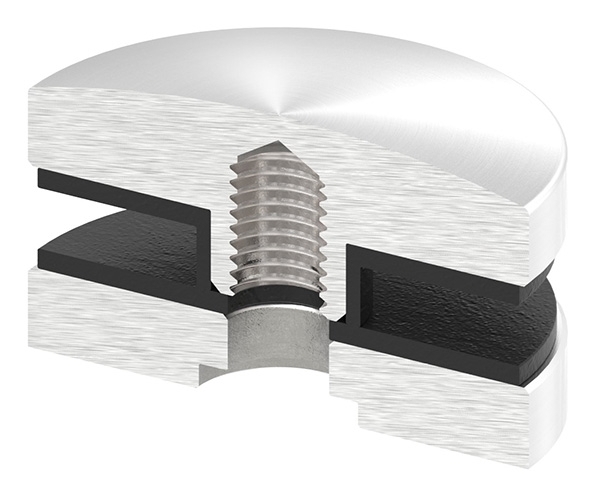 Glaspunkthalter Ø 52 mm- V2A- Anschluss- Flach -mit abP-10-5100.4