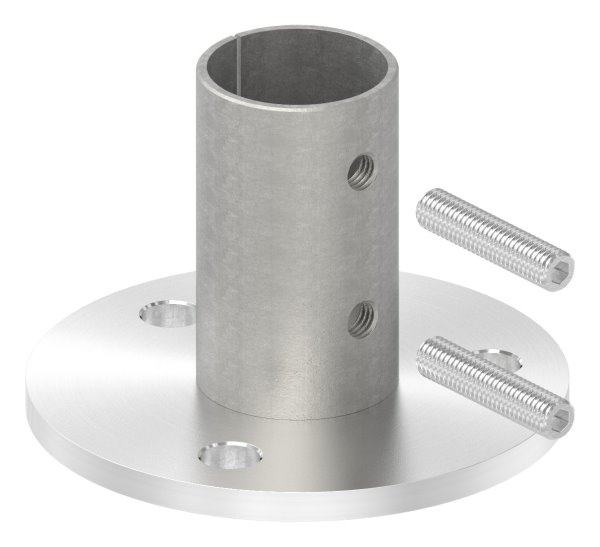 Wand- und Bodenanker  Masse- Ø 100x6 mm  fuer Rundrohr Ø 42-4x2-5 mm - V2A-11-3013.4