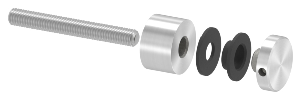 Glaspunkthalter Ø 16 mm- V2A- Anschluss- Flach- inkl- Gewindestift -Schilderhalter-88-1160260.240