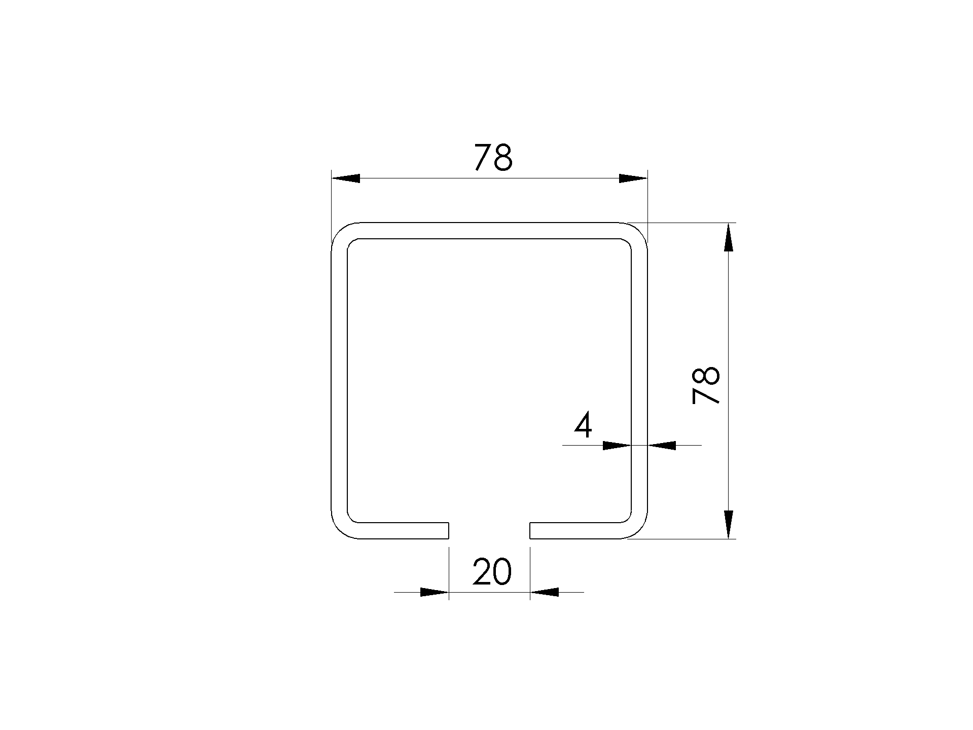 Laufschiene fr Schiebetore Stahl verzinkt 80 x 80 x 4-0 mm L = 6000 mm-89-11H0280X80ZN6000-A.4