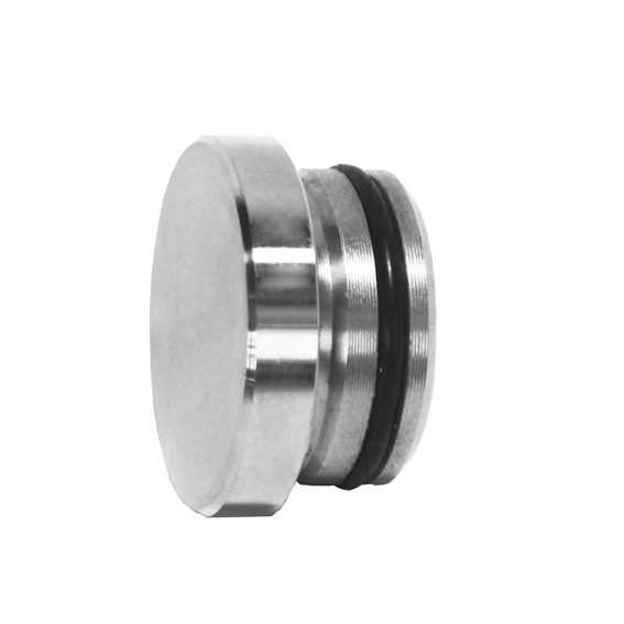 Edelstahl Stopfen fuer Laufschienenrohr Glasschiebetuer- AISI 304- geschliffen-89-11GSP9100A16-A.4