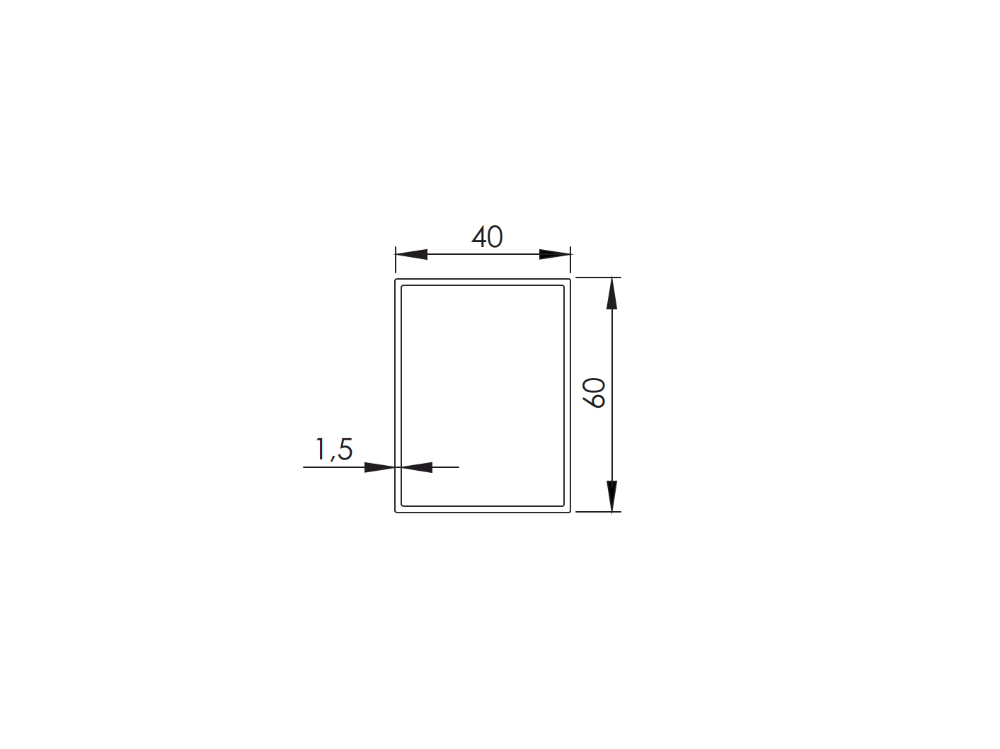 Rechteckrohr Stahl verzinkt 60 x 40 x 1-5 mm 6000 mm lang-89.ZN60X40X156000