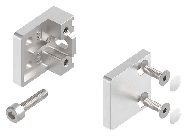 Glasklemme 30x30x18 mmØ 42-4 mm- fuer 8-00 mm ESG Glas-10-MODELL22-4.7